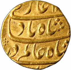 Shah Alam I, Gold, Mohur, Dar-us-Sarur Burhanpur Mint, RY 2 (KM# 356.3). Fine+