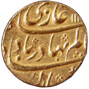 Shah Alam I, Gold, Mohur, Ujjain Mint, RY 2 (KM# 356.16). Very Fine, Rare.