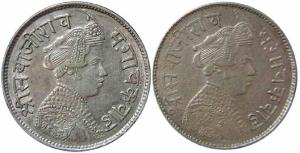 Sayaji Rao III, Silver (2), Rupee, small flan typ, VS 1952, 1953 (KM# Y36). Very Fine. (2)