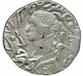 Bharatpur Mint, Silver, Rupee, with the name of Queen Victoria, AD 1858, VS 1910, star at 