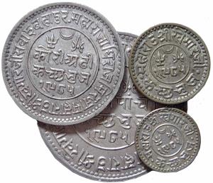 Khengarji III, Silver (4), Set of 1985: VS 1985-AD 1928, 5 Kori, 21/2 Kori, Kori and ½ Kor