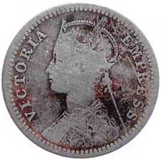 Victoria Empress, Silver, ¼ Rupee, 1880, Calcutta Mint with C incused in lower flower on r
