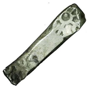 Punch-marked Coins, Gandhara Janapada, 6th century BC, Silver, Bent Bar, Shatamana, 10.6 g