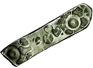 Punch-marked Coins, Gandhara Janapada, 6th century BC, debased Silver, Bent Bar, Shatamana