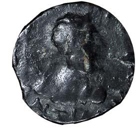 Indo-Greeks, Antialcidas, Copper, 4 g, bust of the ruler to right on obv, Bonnet des Diosc