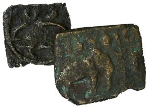 Southern India, Copper (3), Pandyas, elephant to right with small (supposedly Jain) symbol