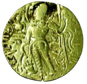 Guptas, Samudragupta (AD 335-380), Gold, 7.7 g, Dinar, Standard type, king standing with a
