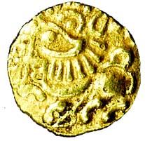 Kadambas of Goa, Ramadeva, Gold, Pagoda, lion to left on obv ; Nagari legend with corrupt 