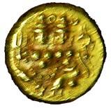 Vijayanagara, Krishna Deva Raya, Gold, Pagoda, Shiva-Parvati type. Very Fine+.