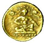 Vijayanagara, Krishna Deva Raya, Gold, ½ Pagoda, Bala Krishana or Laddu Gopala type with a
