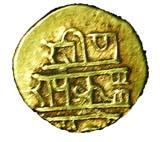 Vijayanagara, Krishna Deva Raya, Gold, ½ Pagoda, Laxmi-Narayana type. Uncleaned, Very Fine
