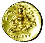 Vijayanagara, Krishna Deva Raya, Gold, ½ Pagoda, Bala Krishana or Laddu Gopala type with a
