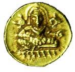 Vijayanagara, Krishna Deva Raya, Gold, ½ Pagoda, Bala Krishana or Laddu Gopala type with a