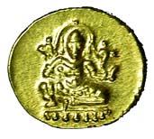 Vijayanagara, Krishna Deva Raya, Gold, ½ Pagoda, Bala Krishana or Laddu Gopala type with a