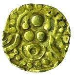 Chandellas of Jejakabhukti, Madan Varma (AD 1129-1163), Gold, 1.1 g, crude figure of Laxmi