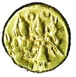 Haider Ali (AD 1761-1782), Gold, Pagoda, Shiva-Parvati on obv; Persian he on rev (KM# 15).