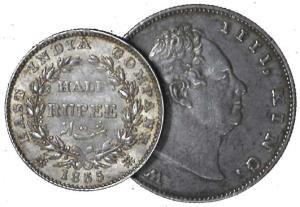 William IV, Silver (2), 1835, without initials, Rupee and ½ Rupee. About Very Fine, Scarce