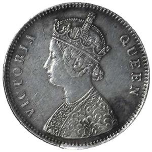 Victoria Queen, Silver Rupee, Lakhi of Rev, Bust Type A. Very Fine, Rare.