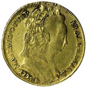 Brazil, Gold, 14.1 g, 6400 Reis, Khurjat, 1795, single bust of Maria on obv. Mount has bee