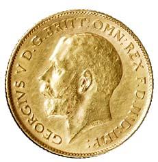 Great Britain, Gold, ½ Pound, George V, 1912, initials BP on rev. About UNC.