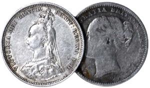 Great Britain, Silver (3), Victoria, 1876; Shilling, 1883 and 1888. Fine+ to Very Fine+. (