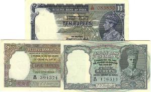 British India, George VI, Rupees 10, side facing type, signed by J B Taylor, folded, some 