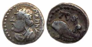 Clan Chiefs of Sogdiana and Bactria, Silver, 1.8 g, anonymous, bust of the Chief to right 