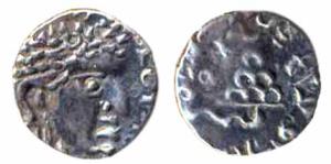 Satavahanas, Vasithiputra Pulumavi3/8, Silver, ½ Unit, 1.0 g, portrait of the ruler to rig