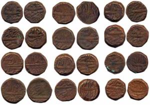 Akbar, Copper (12), Double Dam, Collection of 12 different months: Bairat Mint, Farwardi, 