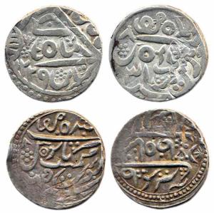 Silver (2), Rupee, in the name of Alamgir II, RY 5; and Surat Singh, RY 31, re-struck on a