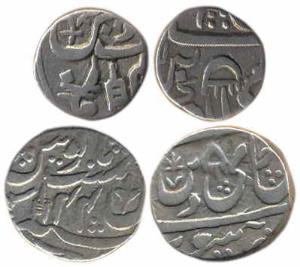 Silver (2), ½ and ¼ Rupee, in the name of Shah Alam II, RY 44, chhatra on obv and dagger o