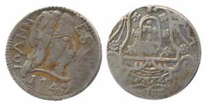 Goa, Silver, Rupia, John V, 1747 (KM# 112). Uncleaned, About Very Fine, Rare.