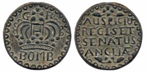 Bombay Presidency, Cast Tin, Pice, 14.3 g, 1717-1771, large Crown, BOMB (for Bombay presid