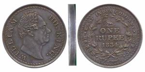 Colonial Issues, William IV, Silver, Rupee Pattern of 1834, plain edge, full-stop (dot) af