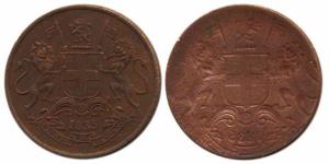Copper, ¼ Anna, 1835, Lakhi (Broackage) of obv. Very Fine+, Rare.