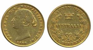 Australia, Victoria, Gold, Sovereign, Sydney Mint, 1866. About Very Fine, Scarce.