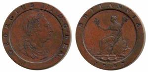Great Britain, George III, Copper, Penny, 1797. Very Fine+, Scarce.