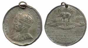 George V and Queen Mary Medal, Lead, Presented by N R Mehta of Karachi. Busts of George an