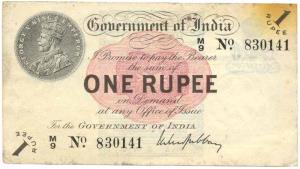 Rupee 1, George V, 1st issue, 1917, signed M. M. S. Gubbay, (variant of Jhun #1.1A), (KM #