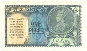 Rupee 1, George V, 2nd issue, 1940, signed J. W. Kelly, (Jhun #2.1B), (KM #14a), profile p