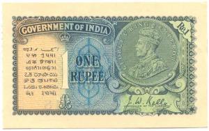 Rupee 1, George V, 2nd issue, 1940, signed J. W. Kelly, (Jhun #2.1A), (KM #14b), with perf