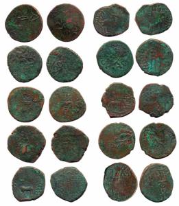 Yaudheyas, Anonymous Tribal Coins, c. 2nd century BC, Copper unit (10), six-headed Karttik