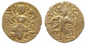 Kidarite (early 5th century) anonymous Gold Dinara, 7.5 g, Base Gold (45%), enthroned Godd