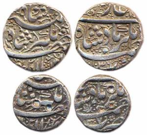 Jahangir, Ahmadnagar Mint, Silver (2), Rupee, AH 1036 and ½ Rupee, AH 1037, Nur-ud-Din typ
