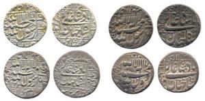 Shah Jahan, Silver (4), Rupee, square area type, Burhanpur, Multan, Qandhar and Surat Mint
