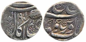 Kashmir, Silver Rupee, VS 1901, Persian Shin (Sh) for Shaikh (Herrli 06.51.04). About Very