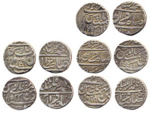 Brijendrapur, Silver Rupees (5) in the name of Muhammad Akbar II, 1244/23, 1246/26, 1252/2