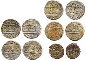 Narwar mint, Silver Rupees (4) in the name of Shah Alam II, years 31, 33, 34,35, (KM 190),