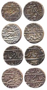 Silver Rupees (4) in the name of Shah Alam II, Ry-44, Sriji on obv (not in KM), Sawai Madh