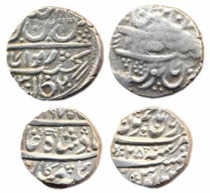 Rupee in the name of Shah Alam II, 1197/25 (KM 5.6) Rupee in the name of Ranjit Deo, (KM 1